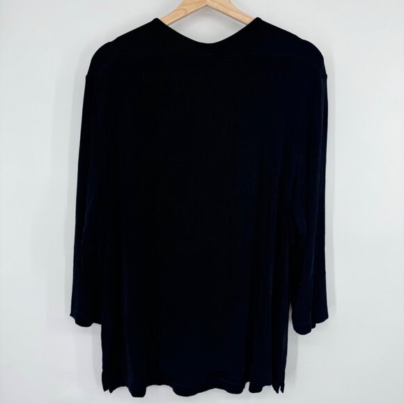 Chicos 4 Travelers classic Black V-Neck 3/4 Sleeve top shirt womens plus Size 2x - Picture 12 of 13